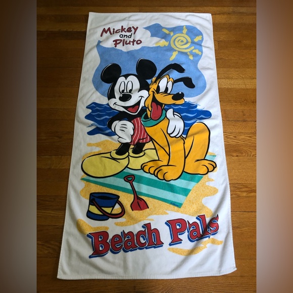Vintage Disney Mickey & Pluto Beach Towel by Franco - Picture 2 of 13